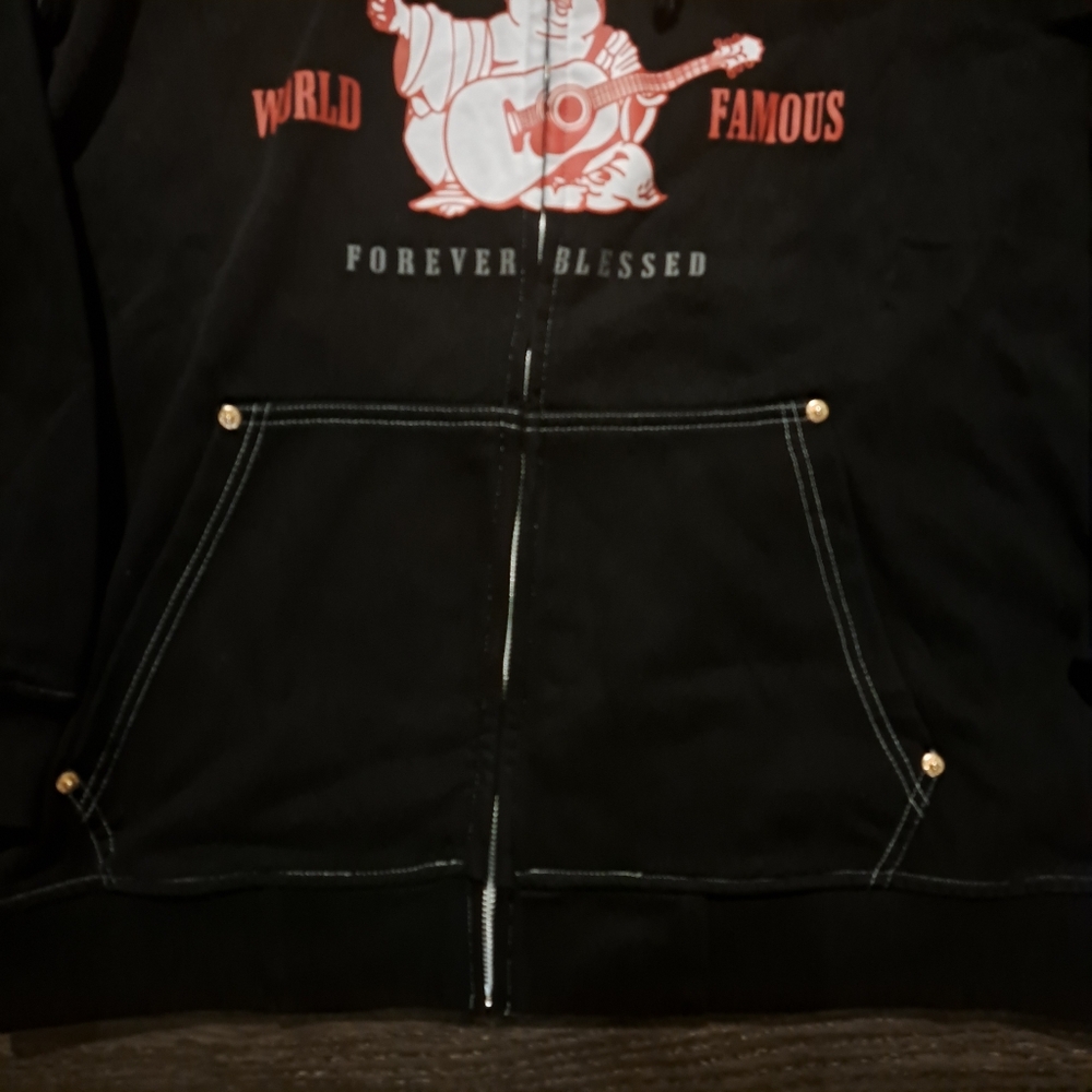 SOLD*NWT Supreme True Religion Hoodie Red Black Embroidery Designer zip up Large - Picture 6 of 7